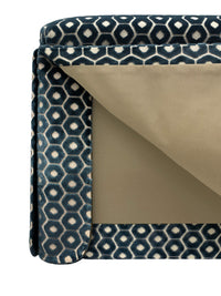 THE SKIRTED OTTOMAN :: PALOMA CUT VELVET  // NAVY BLUE