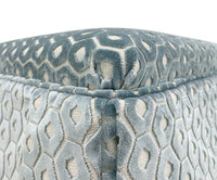 THE SKIRTED OTTOMAN :: PALOMA CUT VELVET  // CERULEAN BLUE