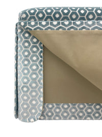 THE SKIRTED OTTOMAN :: PALOMA CUT VELVET  // CERULEAN BLUE