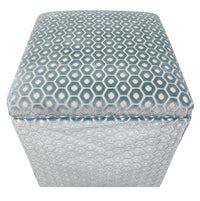 THE SKIRTED OTTOMAN :: PALOMA CUT VELVET  // CERULEAN BLUE