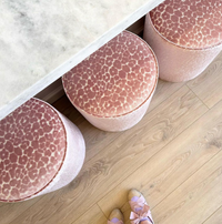 THE TIGHT ROUND OTTOMAN :: LEOPARD CUT VELVET // PINK PEONY