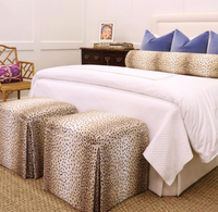 THE SKIRTED OTTOMAN :: ANTELOPE LINEN PRINT // EBONY