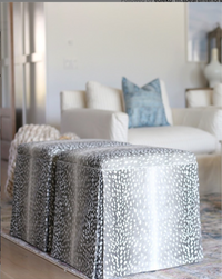 THE SKIRTED OTTOMAN :: ANTELOPE LINEN PRINT // CHARCOAL
