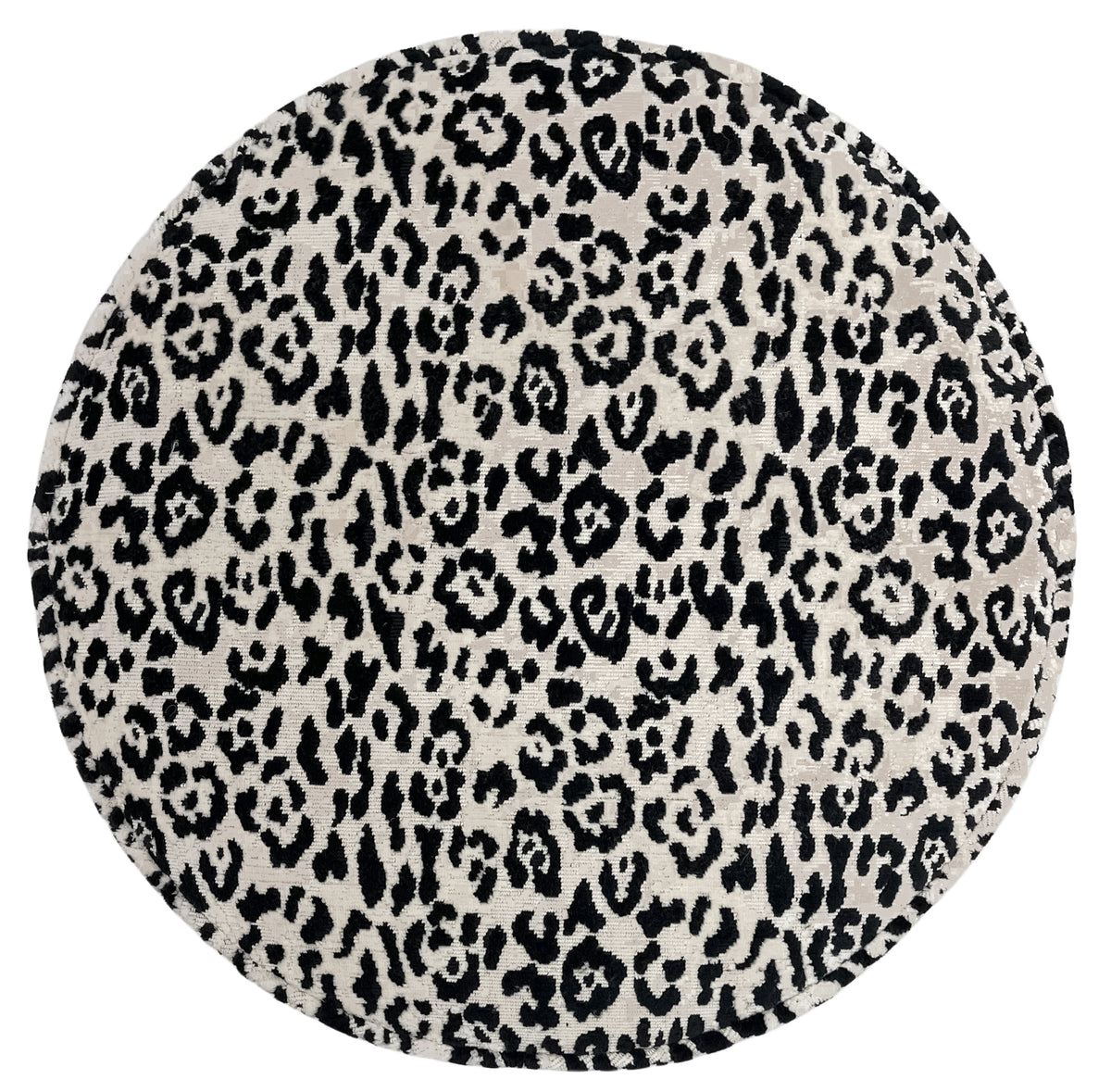 THE TIGHT ROUND OTTOMAN :: SERENGETI CUT VELVET // SNOW