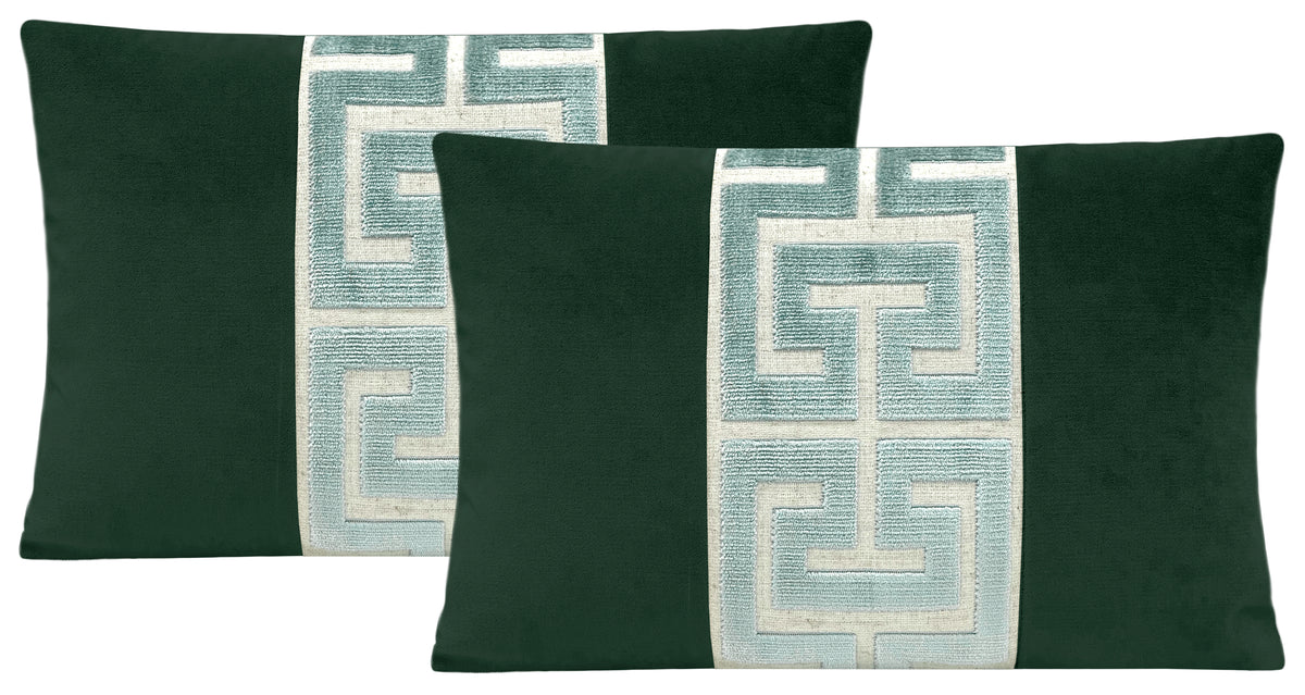 THE LITTLE LUMBAR :: SOCIETY VELVET // EMERALD + TURKISH BLUE GREEK TRIM