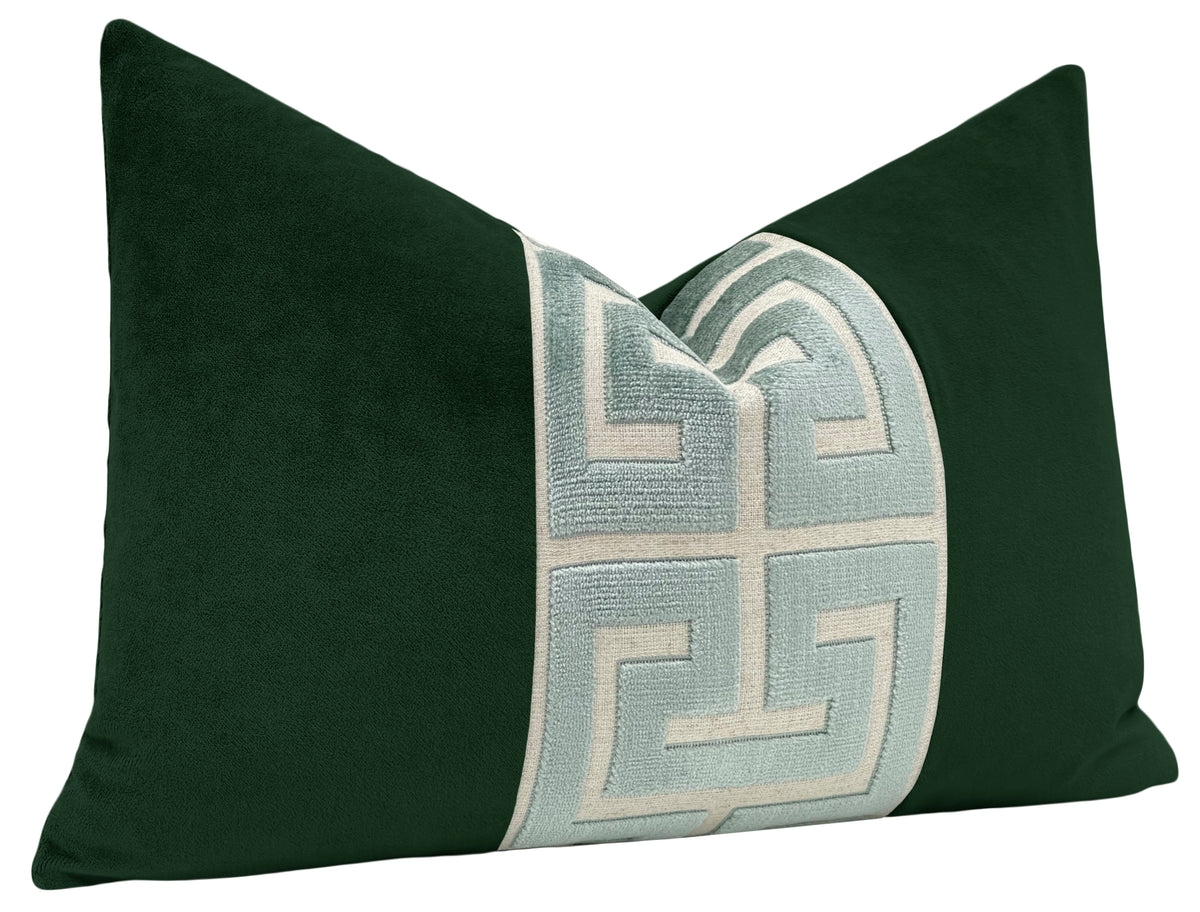 THE LITTLE LUMBAR :: SOCIETY VELVET // EMERALD + TURKISH BLUE GREEK TRIM