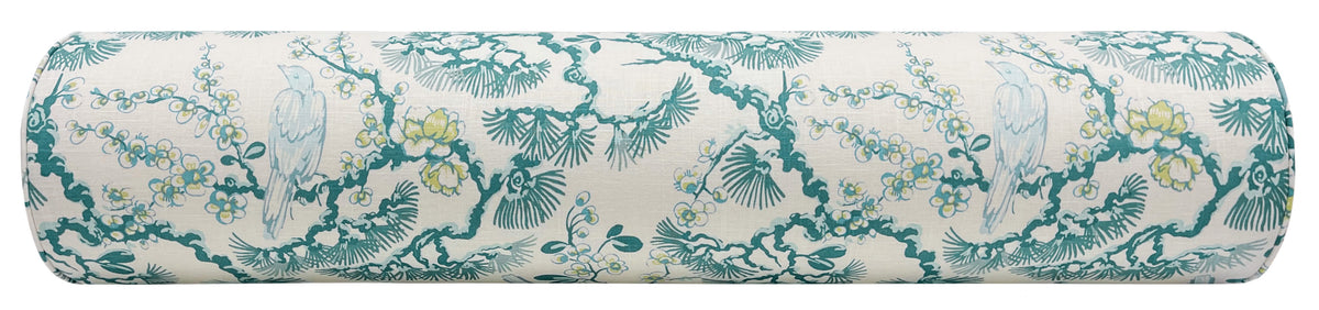 THE BOLSTER :: TRELLIS LINEN PRINT  // AEGEAN