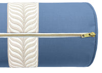 THE BOLSTER :: CLASSIC LINEN // CALYPSO BLUE + TRELLIS TRIM // NATURAL