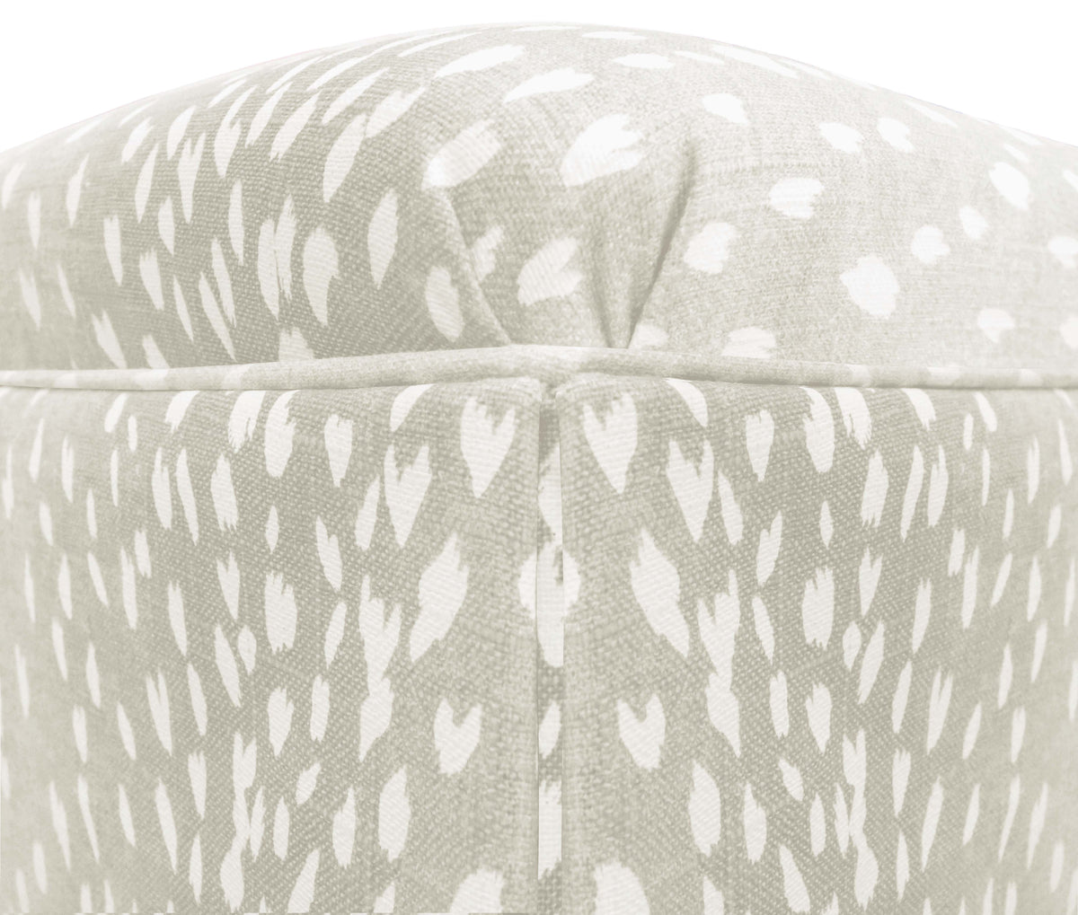 THE SKIRTED OTTOMAN :: ANTELOPE LINEN PRINT // CASHMERE