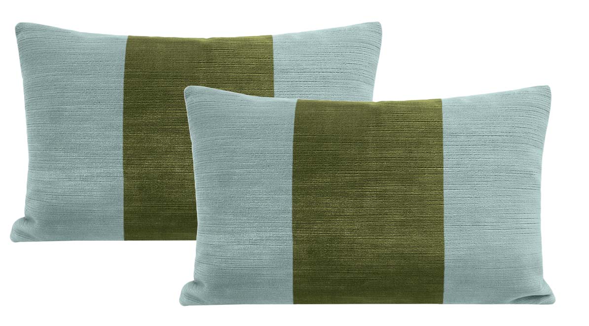 THE LITTLE LUMBAR :: STRIE VELVET // CERULEAN BLUE + OLIVE