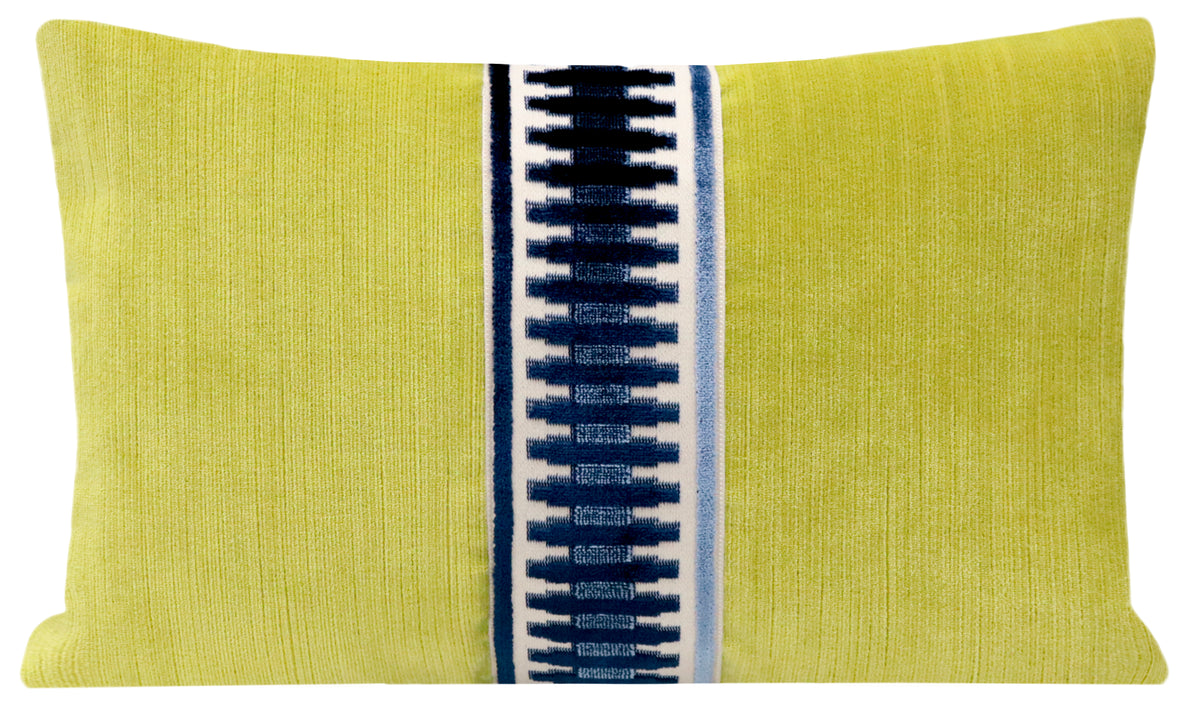 THE LITTLE LUMBAR :: STRIE VELVET // CITRINE + EMPIRE TRIM // NAVY BLUE