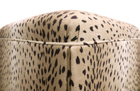 THE SKIRTED OTTOMAN :: ANTELOPE LINEN PRINT // EBONY
