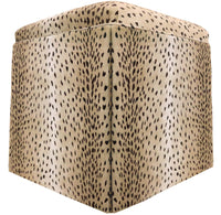 THE SKIRTED OTTOMAN :: ANTELOPE LINEN PRINT // EBONY