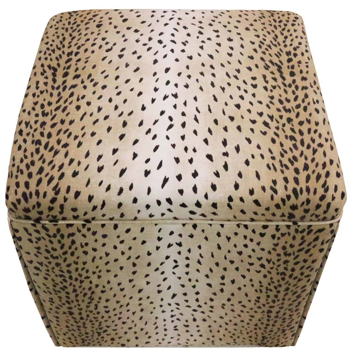 THE SKIRTED OTTOMAN :: ANTELOPE LINEN PRINT // EBONY