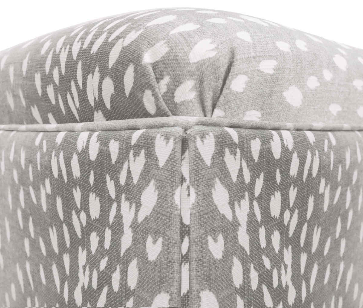 THE SKIRTED OTTOMAN :: ANTELOPE LINEN PRINT // GREY