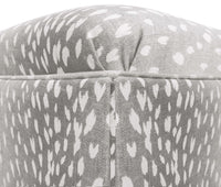 THE SKIRTED OTTOMAN :: ANTELOPE LINEN PRINT // GREY