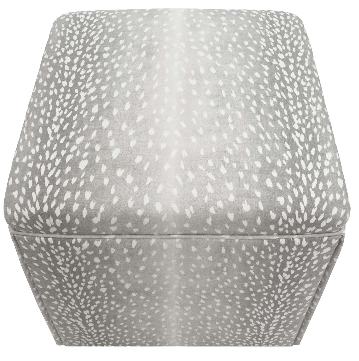 THE SKIRTED OTTOMAN :: ANTELOPE LINEN PRINT // GREY