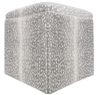 THE SKIRTED OTTOMAN :: ANTELOPE LINEN PRINT // GREY
