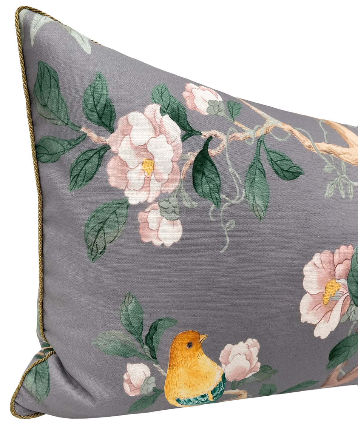 THE XL LUMBAR :: IMPERIAL GARDEN WITH BRASS CORDING // GRIS