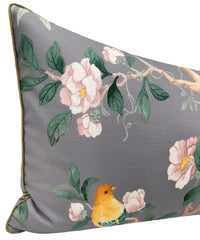THE XL LUMBAR :: IMPERIAL GARDEN WITH BRASS CORDING // GRIS