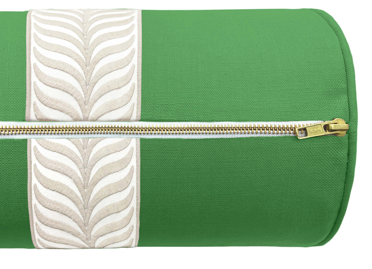 THE BOLSTER :: CLASSIC LINEN // KELLY GREEN + TRELLIS TRIM // NATURAL