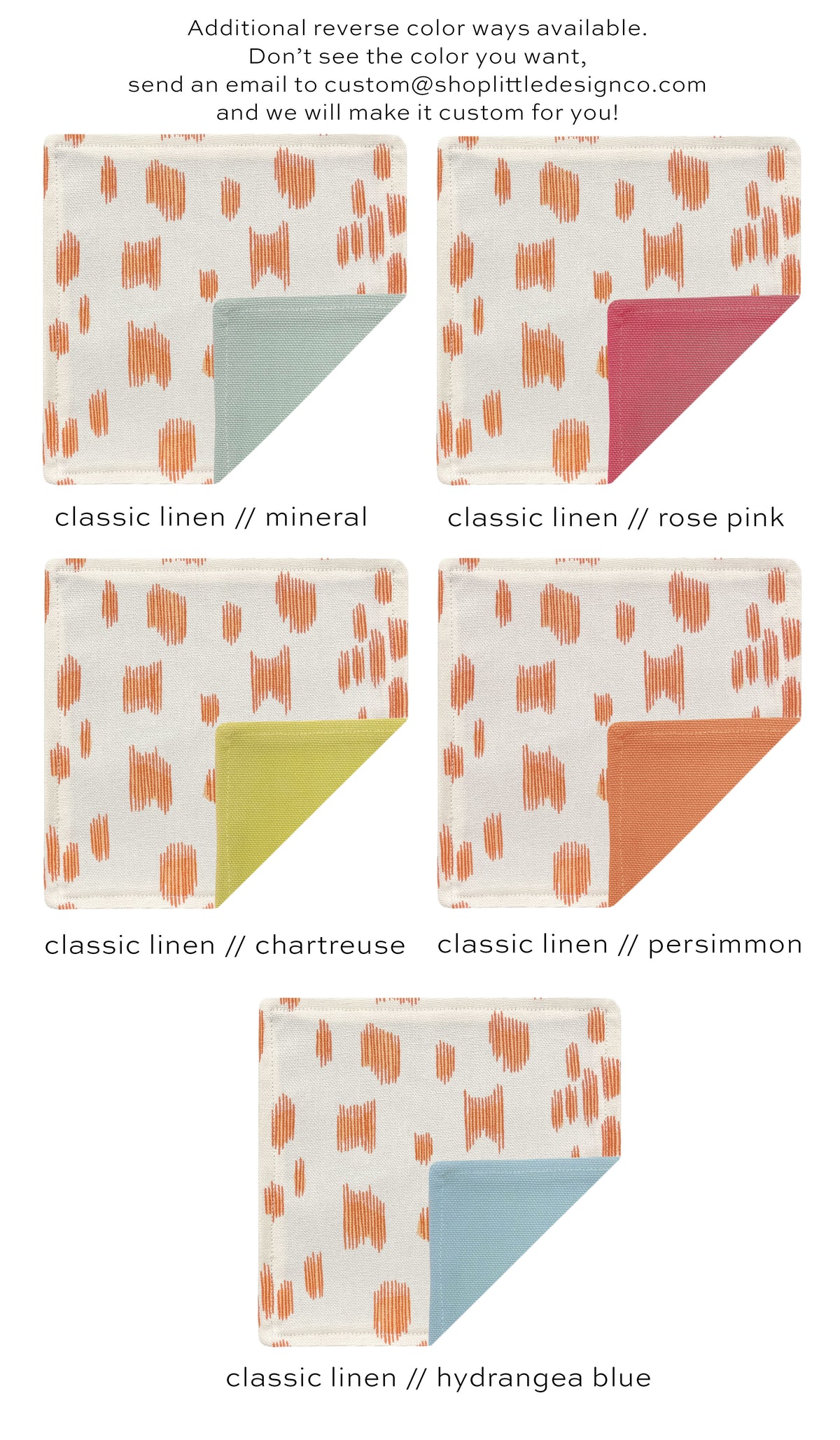 COCKTAIL NAPKINS :: LES TOUCHES // TANGERINE | BRUNSCHWIG & FILS