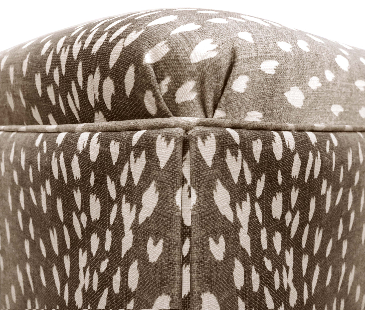 THE SKIRTED OTTOMAN :: ANTELOPE LINEN PRINT // MOCHA