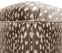 THE SKIRTED OTTOMAN :: ANTELOPE LINEN PRINT // MOCHA
