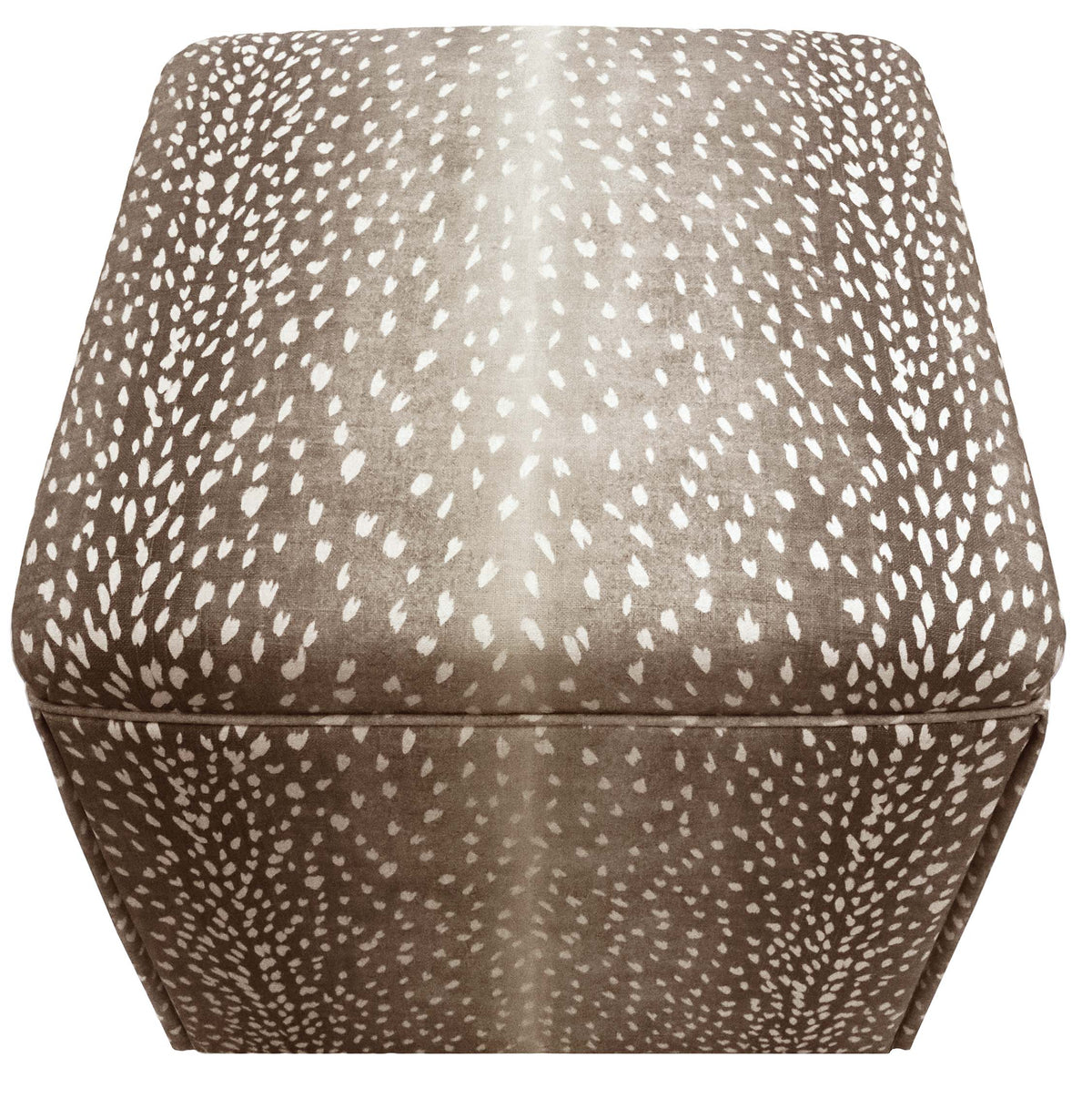 THE SKIRTED OTTOMAN :: ANTELOPE LINEN PRINT // MOCHA