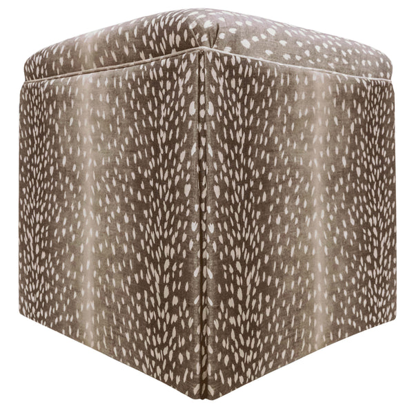 THE SKIRTED OTTOMAN :: ANTELOPE LINEN PRINT // MOCHA