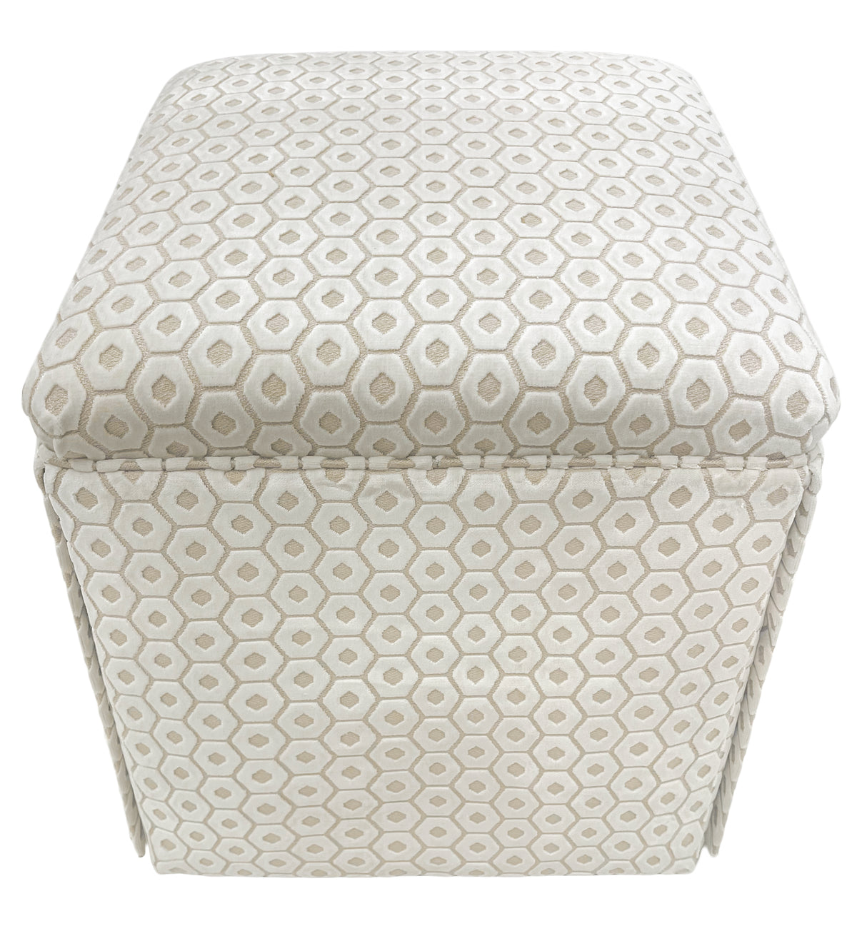 THE SKIRTED OTTOMAN :: PALOMA CUT VELVET  // ALABASTER