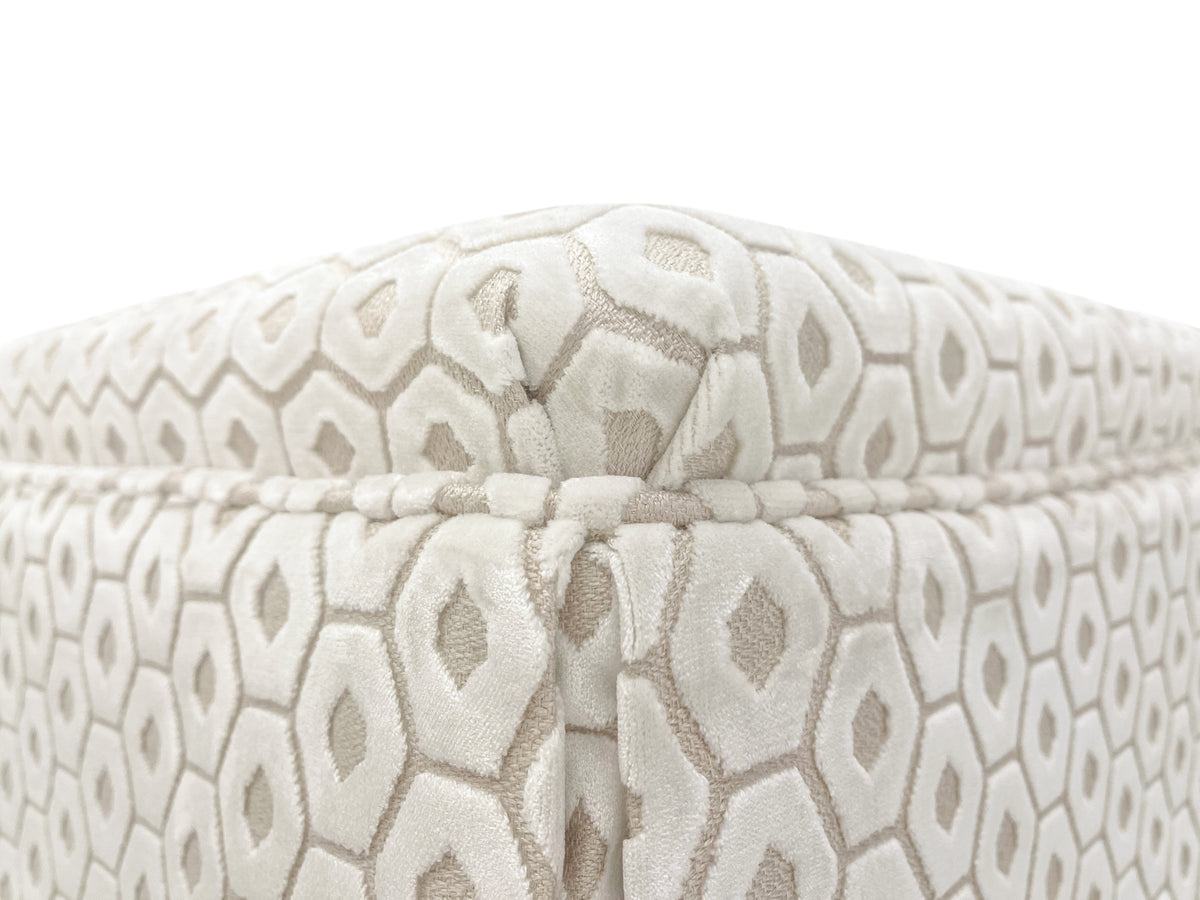 THE SKIRTED OTTOMAN :: PALOMA CUT VELVET  // ALABASTER