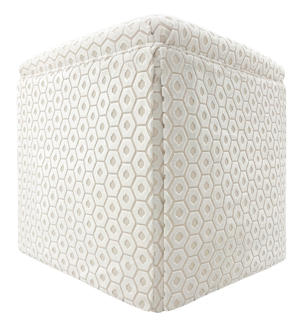 THE SKIRTED OTTOMAN :: PALOMA CUT VELVET  // ALABASTER