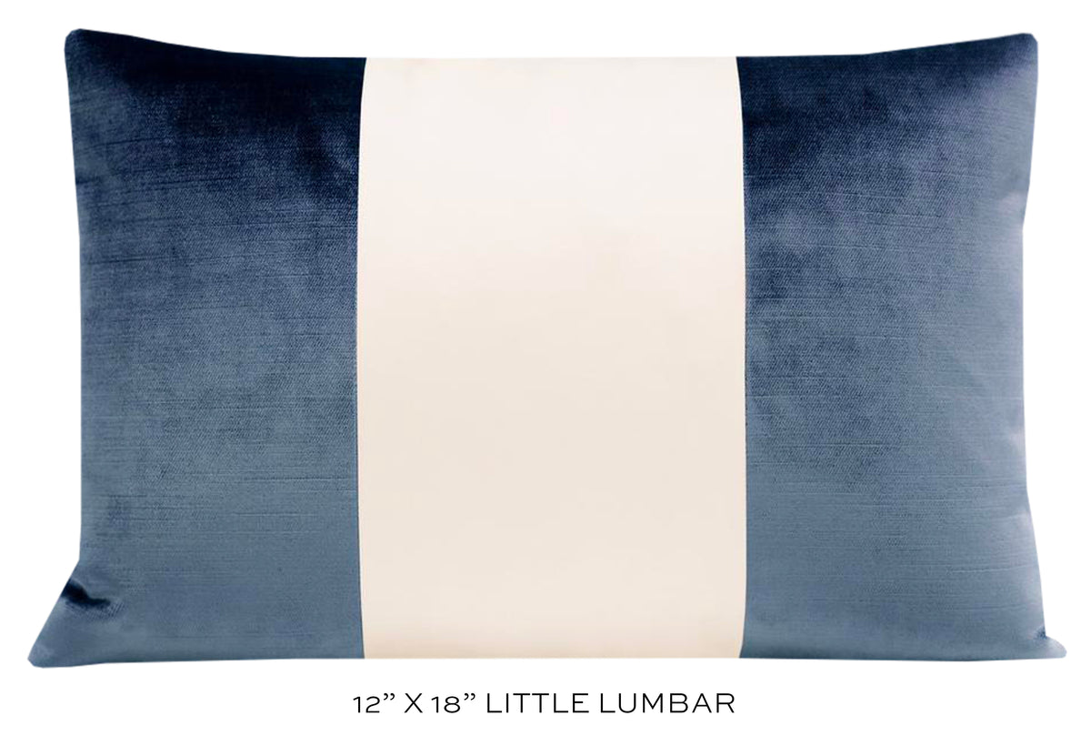 PANEL COLORBLOCK :: FAUX SILK VELVET // PRUSSIAN BLUE + ALABASTER SILK