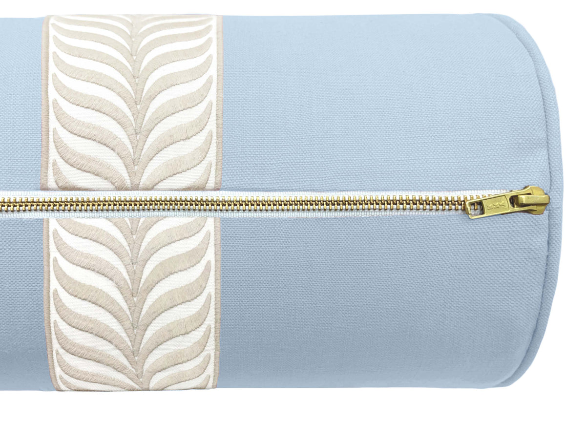 THE BOLSTER :: CLASSIC LINEN // POWDER BLUE +  TRELLIS TRIM // NATURAL