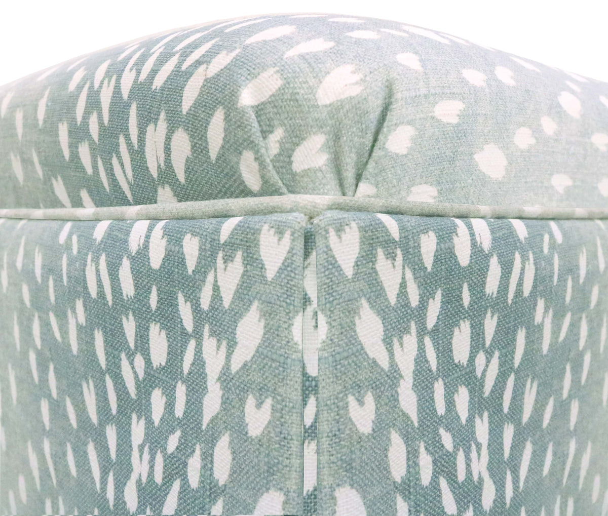 THE SKIRTED OTTOMAN :: ANTELOPE LINEN PRINT // SPA BLUE
