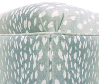 THE SKIRTED OTTOMAN :: ANTELOPE LINEN PRINT // SPA BLUE