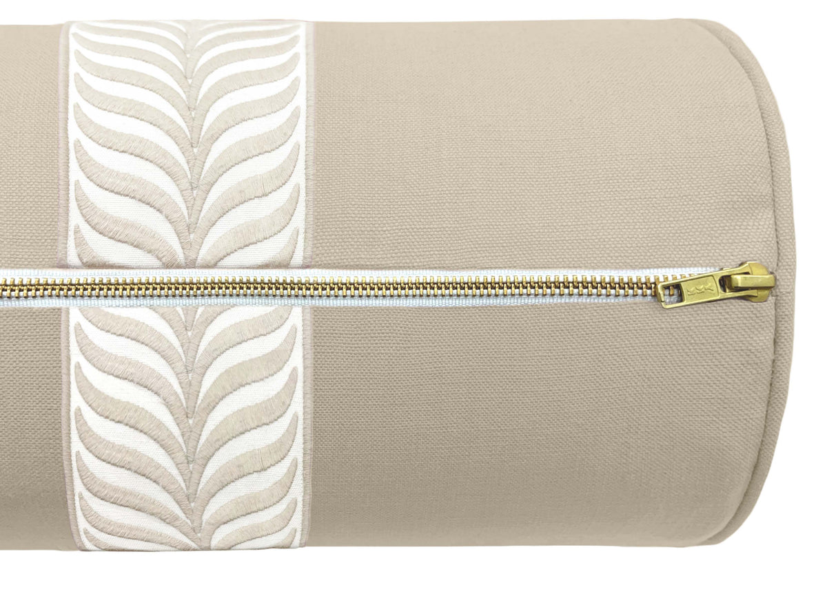 THE BOLSTER :: CLASSIC LINEN // STONE + TRELLIS TRIM // NATURAL
