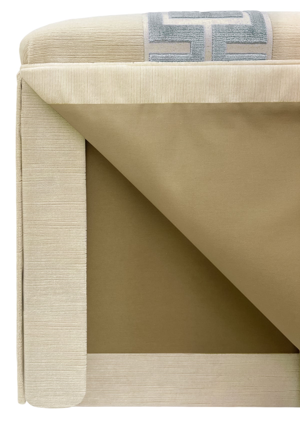 THE SKIRTED OTTOMAN :: STRIE VELVET // CASHMERE + GREEK TRIM // DELFT