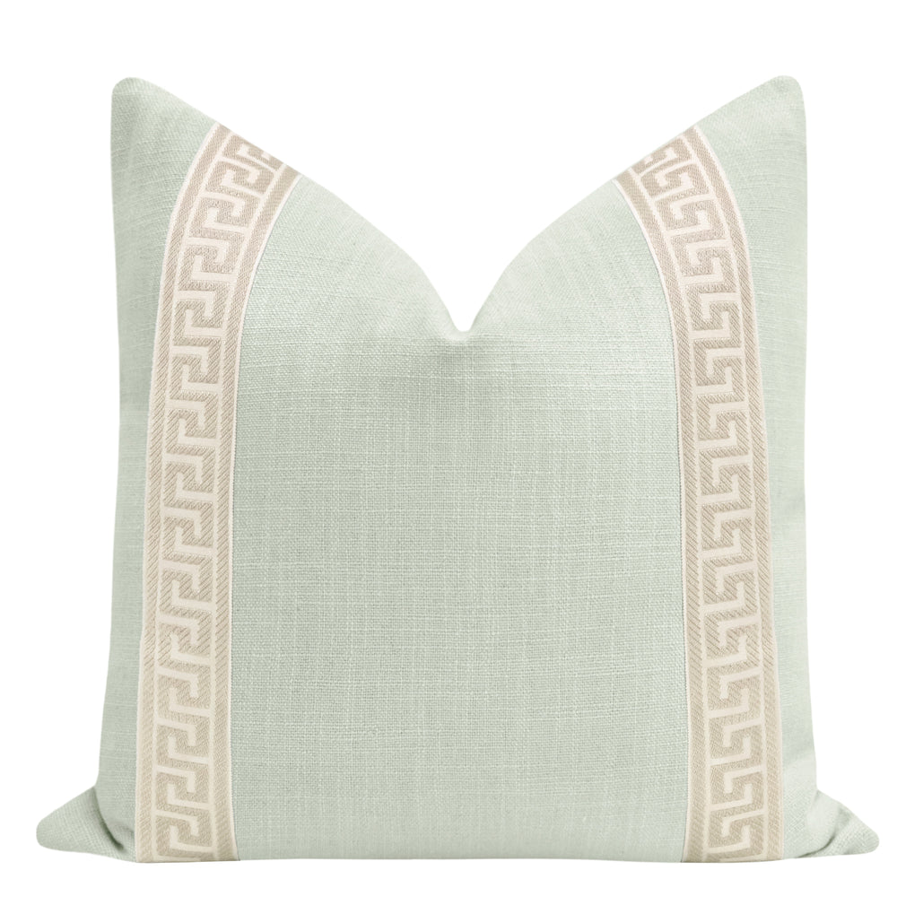 PILLOW // SIGNATURE LINEN + GREEK KEY TRIM