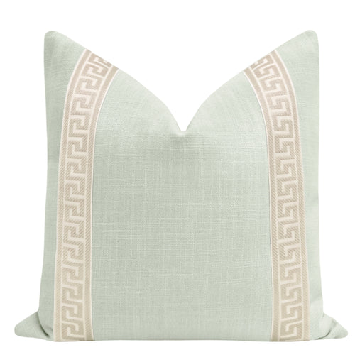 PILLOW // SIGNATURE LINEN + GREEK KEY TRIM