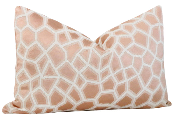 FINAL SALE :  12" X 18" FAUX SILK SAFARI // BLUSH PILLOW COVER