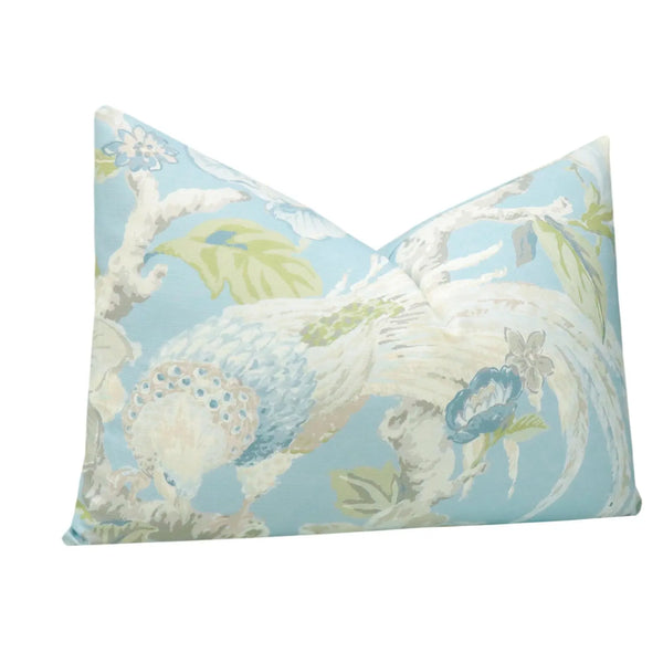 FINAL SALE : 12" X 18" FLORAL AVIARY PRINT // HYDRANGEA BLUE PILLOW COVER