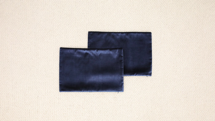 PAIR OF 12" X 18" LITTLE LUMBAR :: FAUX SILK VELVET // NAVY BLUE [SUMMER SALE]