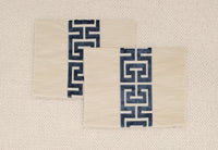 PAIR OF 14" X 18" LITTLE LUMBAR : STRIE VELVET // CASHMERE + NAVY GREEK TRIM | SUMMER SALE