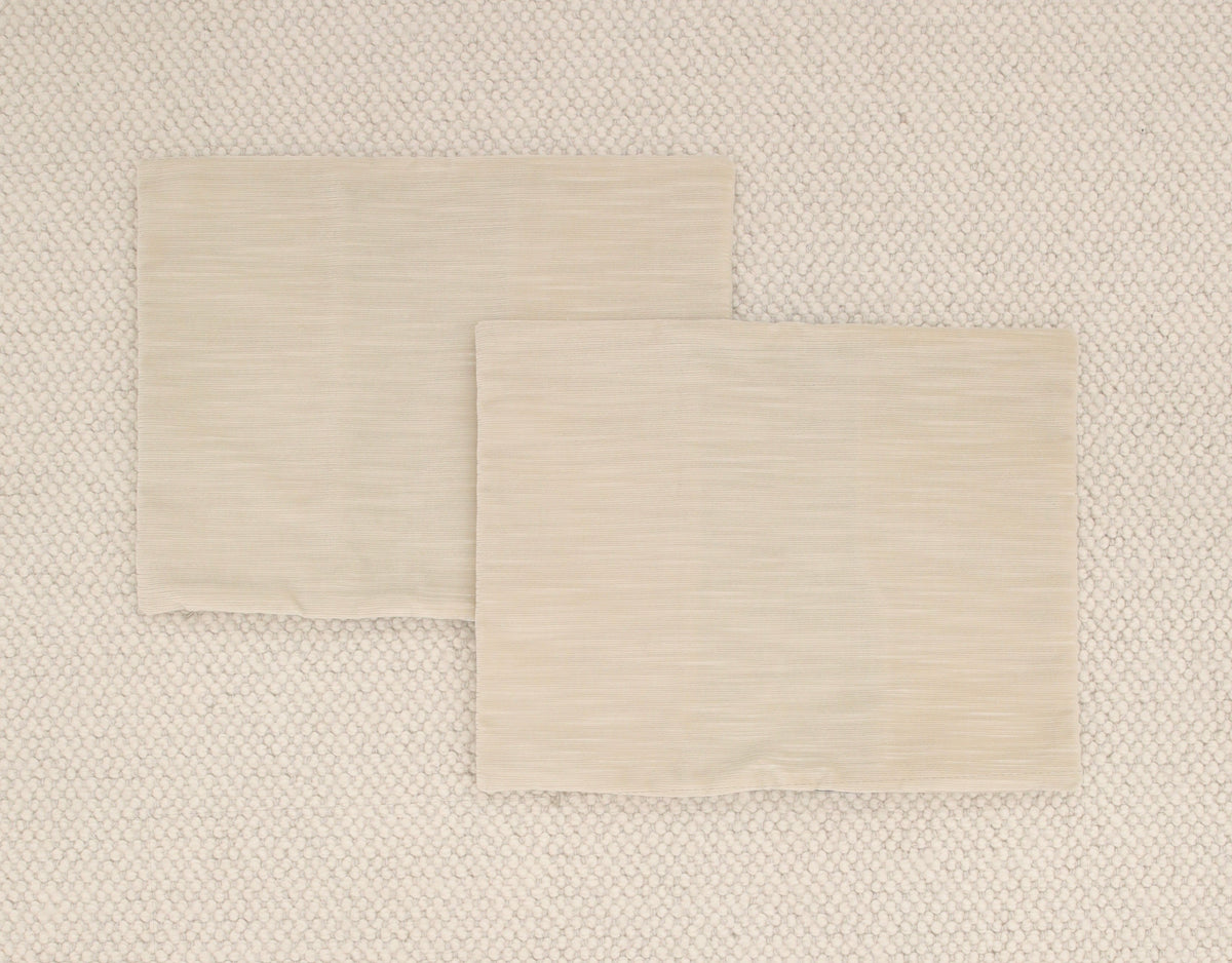 PAIR OF 14" X 18" LITTLE LUMBAR : STRIE VELVET // CASHMERE + NAVY GREEK TRIM | SUMMER SALE