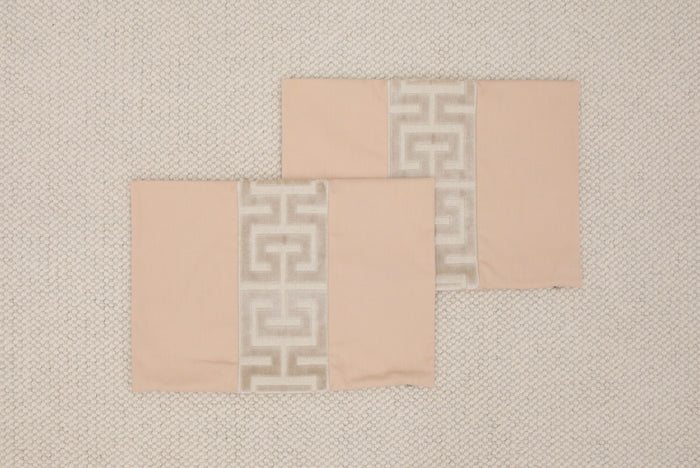 PAIR OF 14" X 20" CLASSIC LINEN // CAMEO + GREEK TRIM // CASHMERE