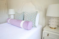 9" X 48" BOLSTER : MELROSE VELVET // LAVENDER + TRELLIS TRIM // BONE [SPRING SALE]