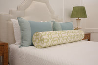 9" X 48" BOLSTER : LATTICE PRINT // CELADON [SPRING SALE]