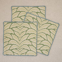 SET OF 3 22" TALAVERA LINEN // LEAF + SPA BLUE REVERSE & BUTTERFLY FLANGE | BRUNSCHWIG & FILS